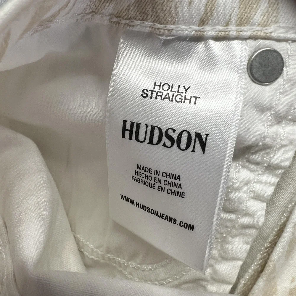 Hudson Holly Straight Jean Womens 24x30 Beige White Animal Print High Rise Denim - Picture 9 of 10